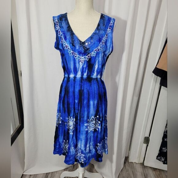 Vintage tie dye embroidered dress - Picture 2 of 9